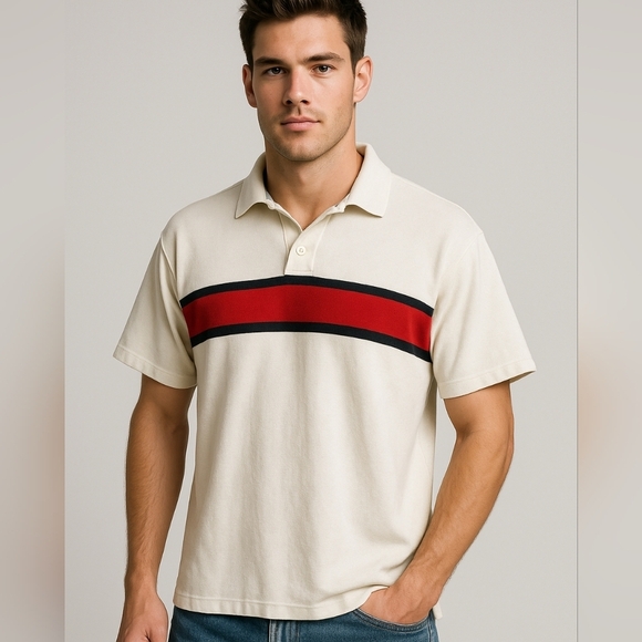 Tommy Hilfiger Other - VTG Tommy Hilfiger Mens L Polo Shirt Red Stripe White 90s Preppy Sporty Tee